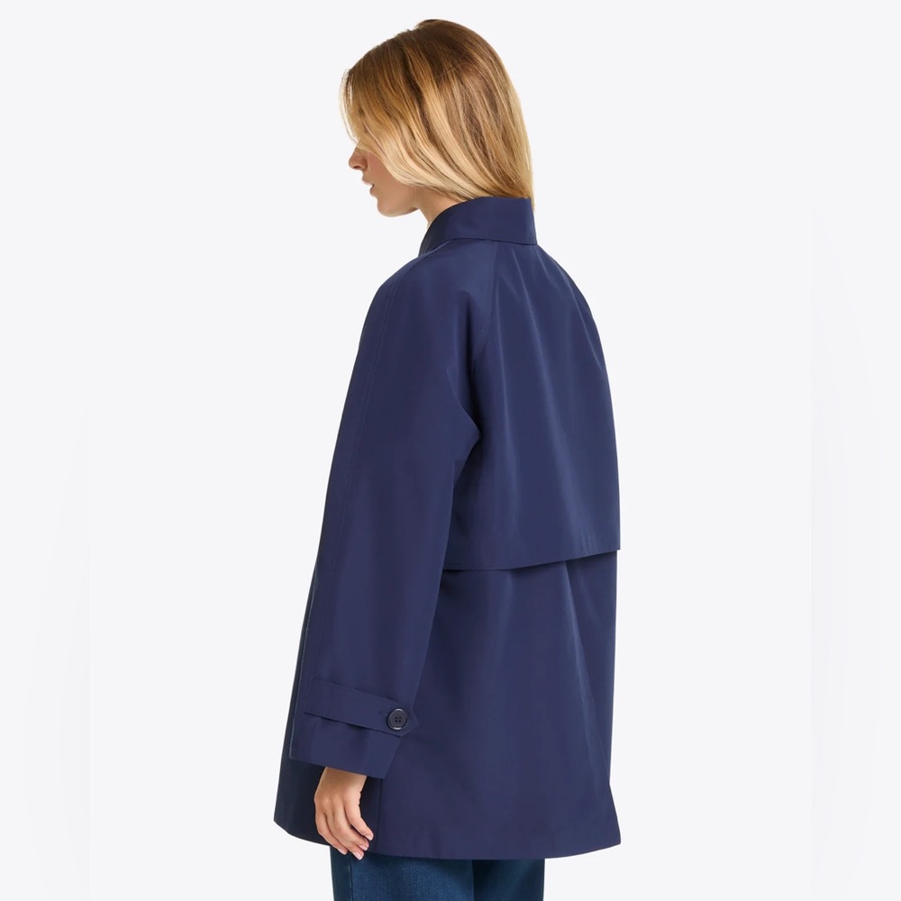 Draper James Navy Button-Front Trench Coat - Picture 3 of 12
